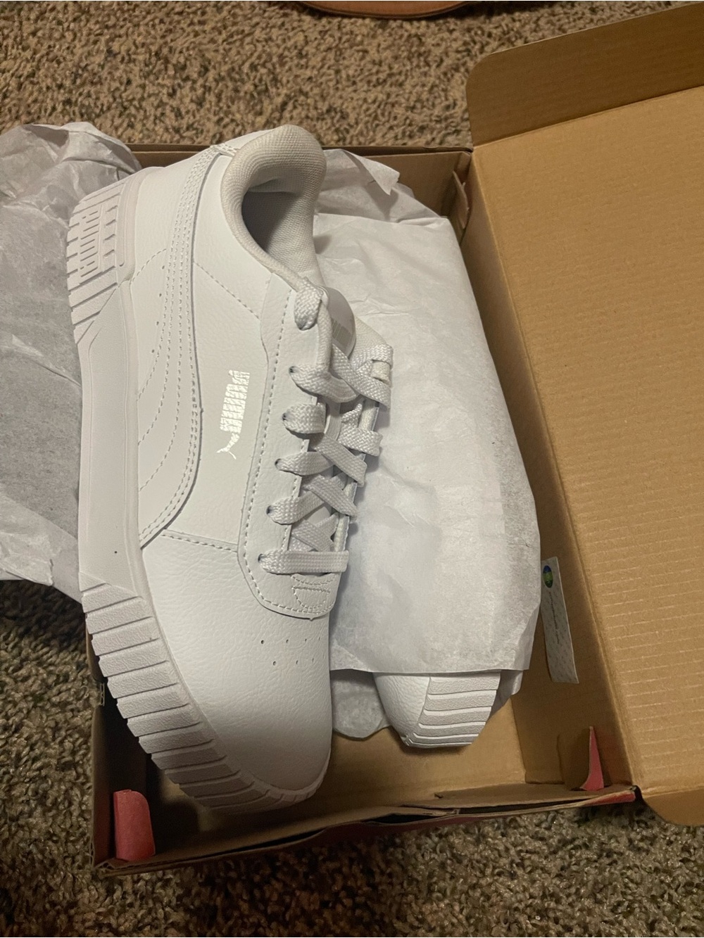 Puma Womens All-White Platform Sneakers - Picture 3 of 4